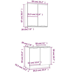 Set di Mobili da Bagno 2 pz Bianco in Legno Multistrato
