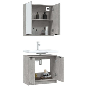 Set di Mobili da Bagno 2 pz Grigio Cemento in Legno Multistrato 3115863