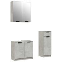 Set di Mobili da Bagno 3 pz Grigio Cemento in Legno Multistrato 3115871