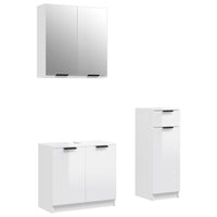 Set di Mobili da Bagno 3 pz Bianco Lucido in Legno Multistrato cod mxl 14467