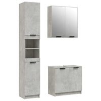Set di Mobili da Bagno 3 pz Grigio Cemento in Legno Multistrato 3115879