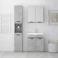 Set di Mobili da Bagno 3 pz Grigio Cemento in Legno Multistrato 3115879
