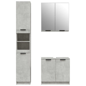 Set di Mobili da Bagno 3 pz Grigio Cemento in Legno Multistrato 3115879