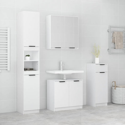 Set di Mobili da Bagno 4 pz Bianco in Legno Multistrato 3115884