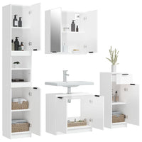 Set Mobili da Bagno 4 pz Bianco Lucido in Legno Multistrato