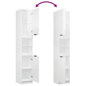 Set Mobili da Bagno 4 pz Bianco Lucido in Legno Multistrato