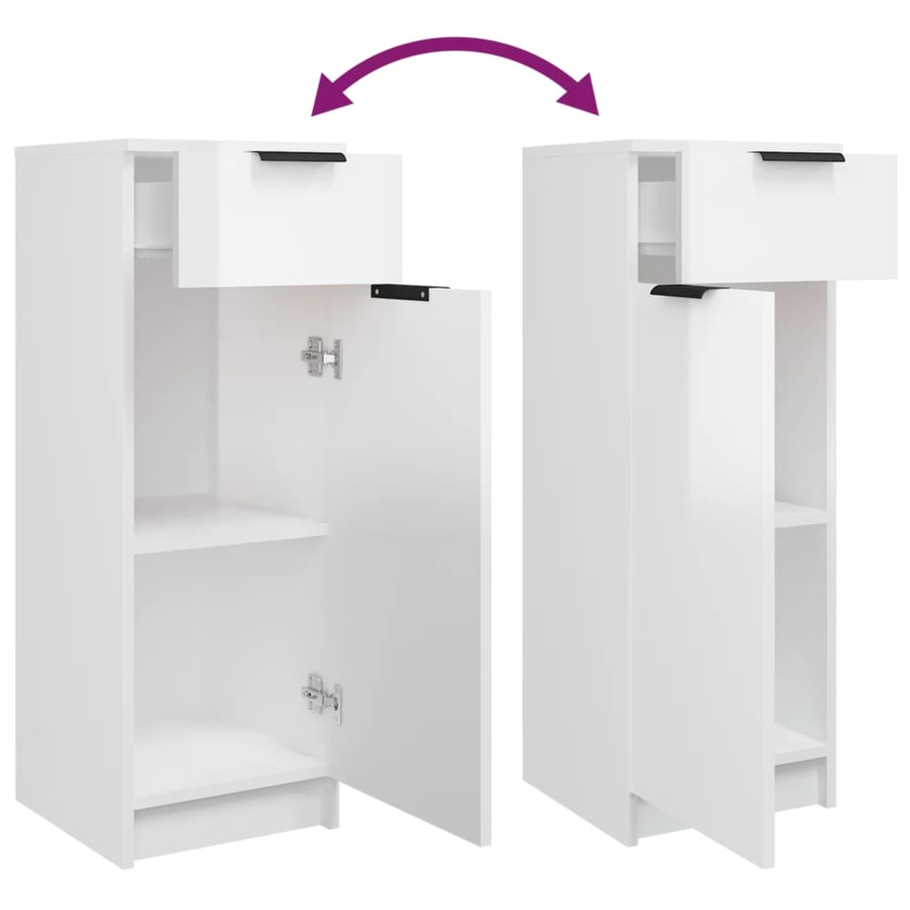 Set Mobili da Bagno 4 pz Bianco Lucido in Legno Multistrato