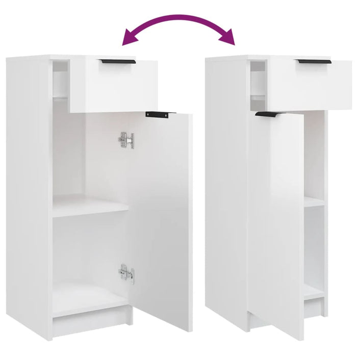 Set Mobili da Bagno 4 pz Bianco Lucido in Legno Multistrato
