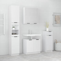 Set Mobili da Bagno 4 pz Bianco Lucido in Legno Multistrato