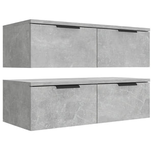 Mobili Pensili 2 pz Grigio Cemento 68x30x20cm Legno Multistrato 3115895