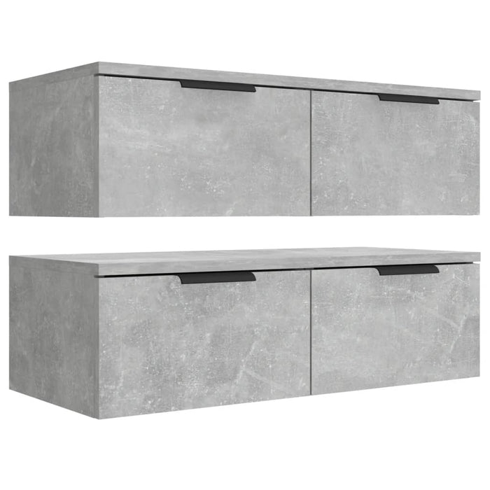 Mobili Pensili 2 pz Grigio Cemento 68x30x20cm Legno Multistrato 3115895