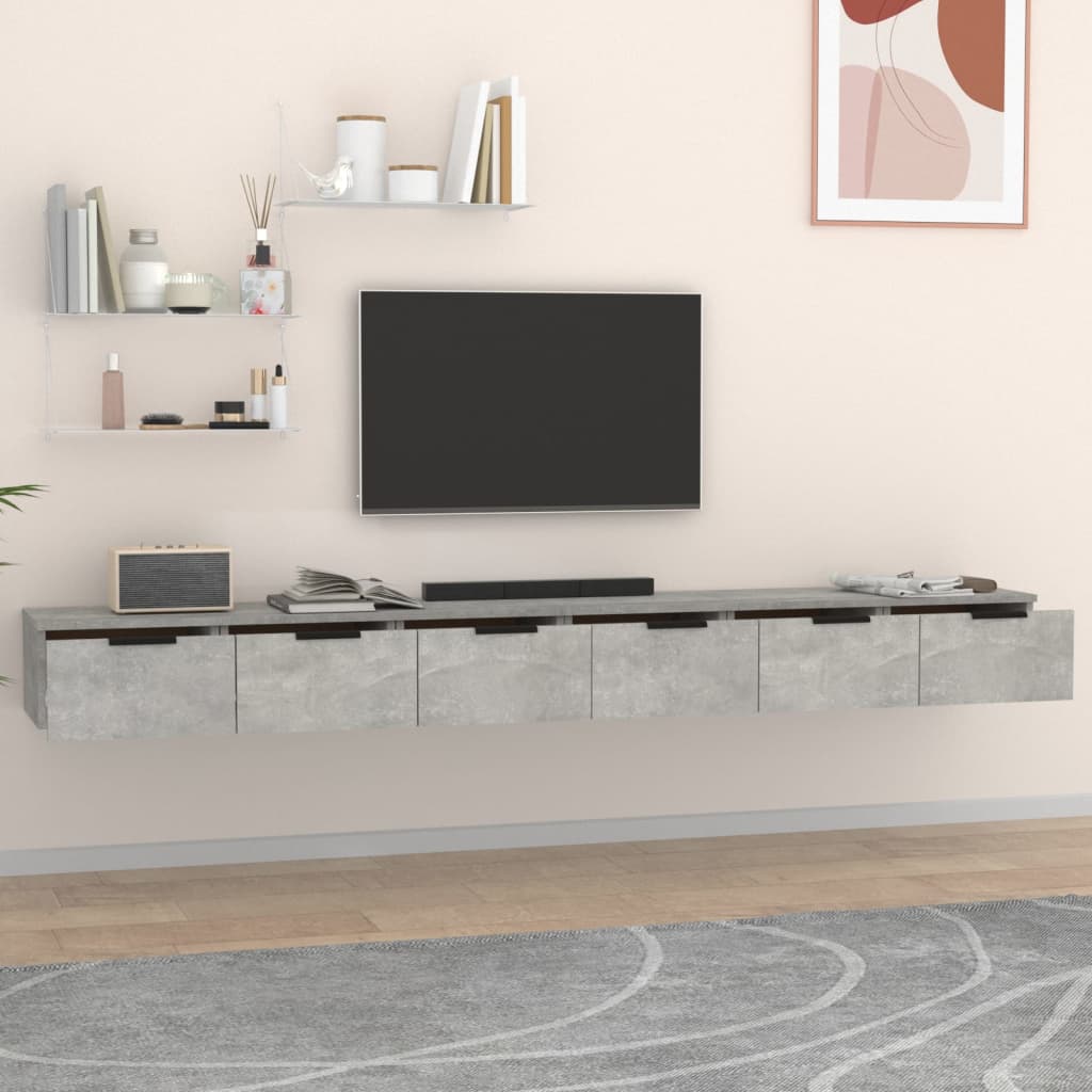 Mobili a Muro 2 pz Grigio Cemento 102x30x20cm Legno Multistrato 3115903