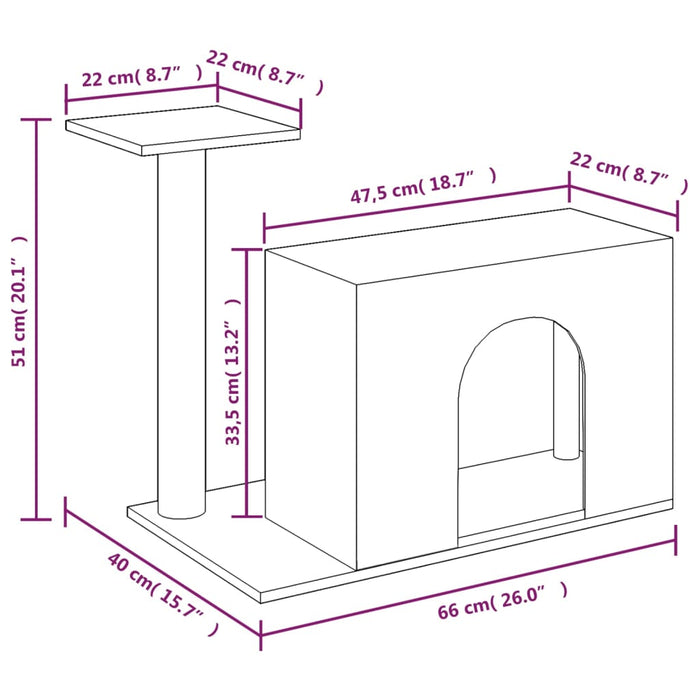 Albero per Gatti con Tiragraffi in Sisal Grigio Chiaro 51 cm 171586