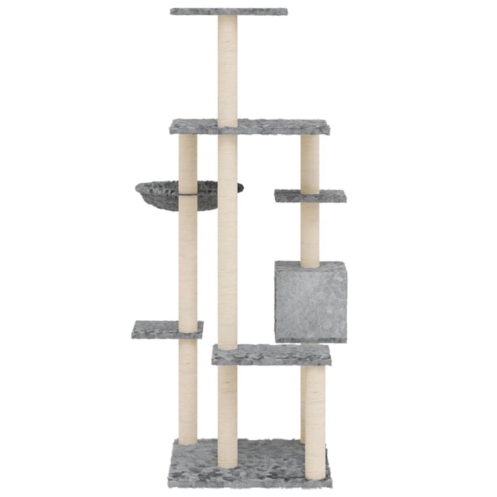 Tiragraffi per gatti Mobili per arrampicata su torre Tiragraffi piattaforma da arrampicata con tiragraffi in sisal leggero 142 cm grigio 02_0022566