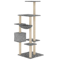 Tiragraffi per gatti Mobili per arrampicata su torre Tiragraffi piattaforma da arrampicata con tiragraffi in sisal leggero 142 cm grigio 02_0022566
