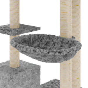 Albero per Gatti con Tiragraffi in Sisal Grigio Chiaro 142 cm cod mxl 6519