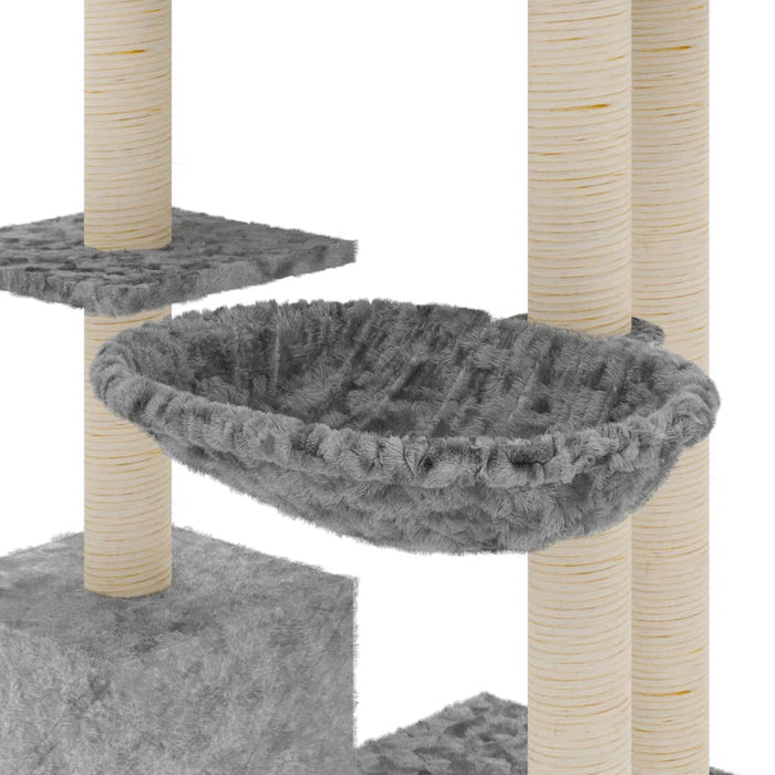 Albero per Gatti con Tiragraffi in Sisal Grigio Chiaro 142 cm cod mxl 6519