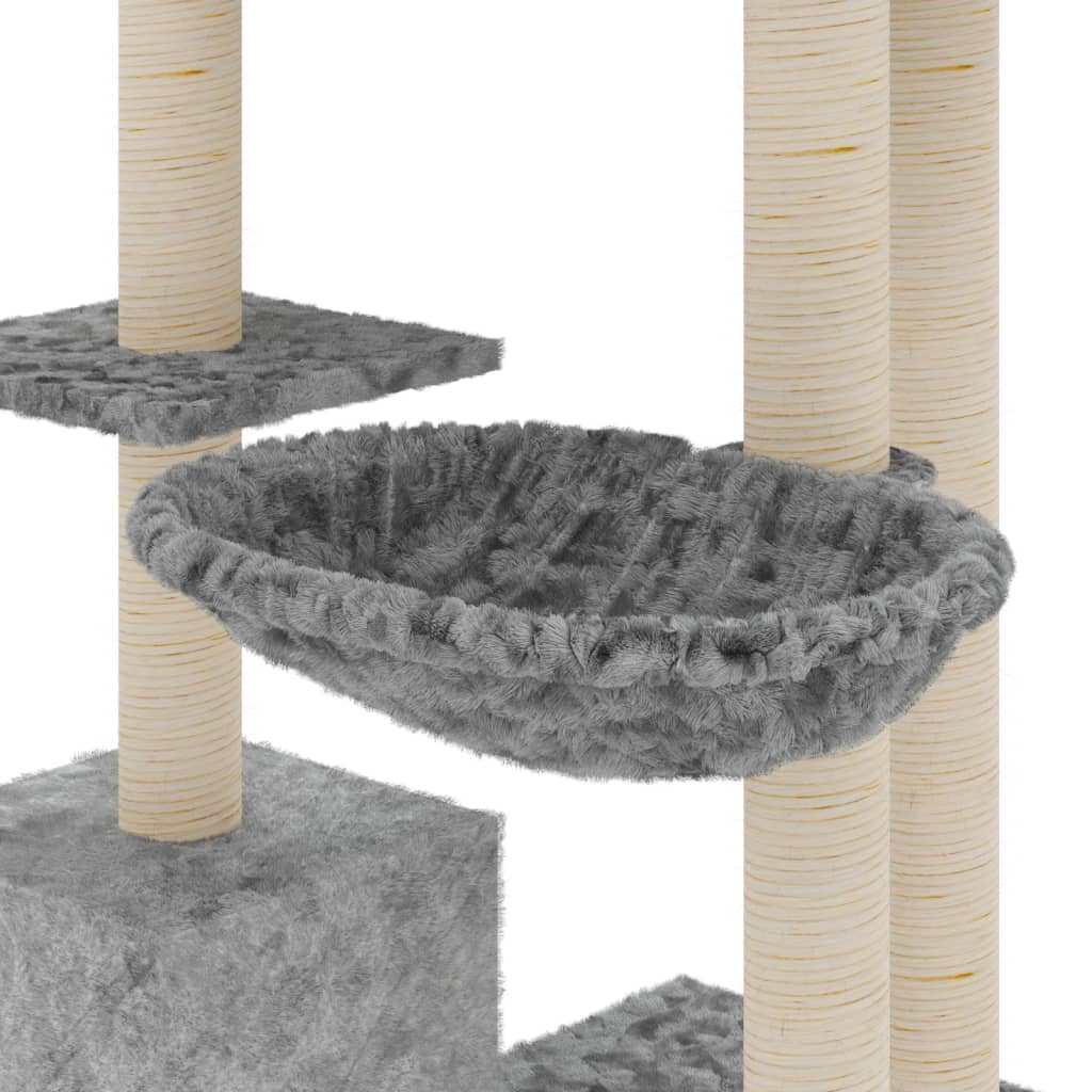 Tiragraffi per gatti Mobili per arrampicata su torre Tiragraffi piattaforma da arrampicata con tiragraffi in sisal leggero 142 cm grigio 02_0022566