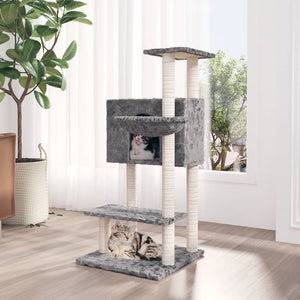 Albero per Gatti con Tiragraffi in Sisal Grigio Chiaro 108,5 cm 171598