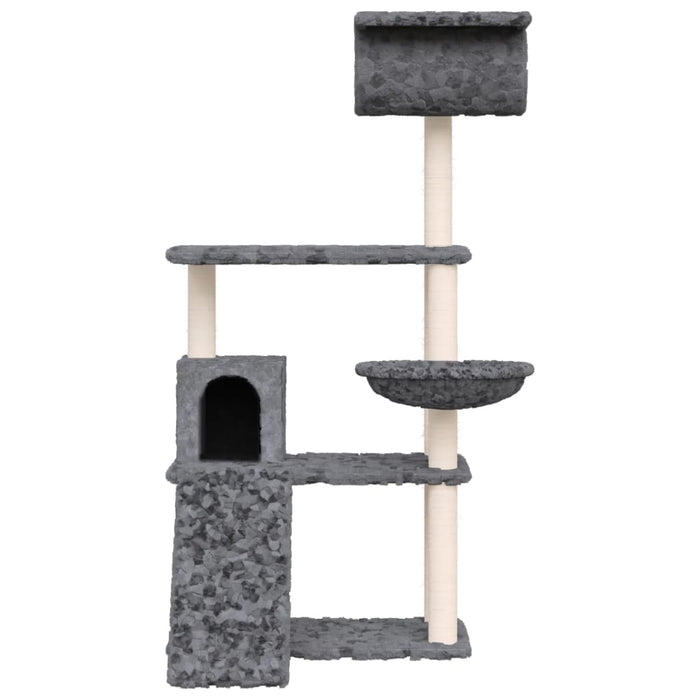 Tiragraffi per gatti mobile torre arrampicata giocattolo tiragraffi piattaforma da arrampicata con tiragraffi in sisal scuro 131 cm grigio 02_0022654