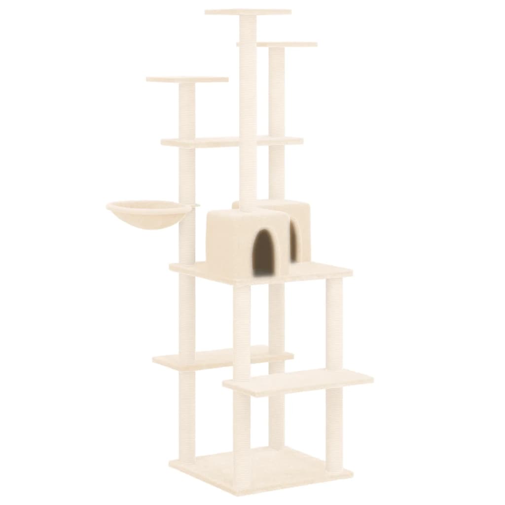 Albero per Gatti con Tiragraffi in Sisal Crema 167 cm 171609