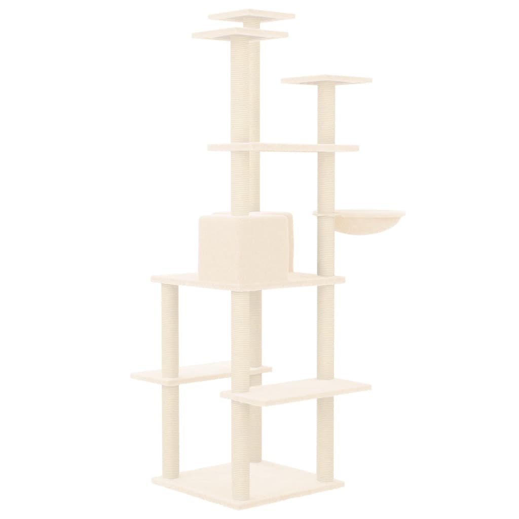 Albero per Gatti con Tiragraffi in Sisal Crema 167 cm 171609