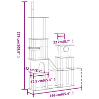 Albero per Gatti con Tiragraffi in Sisal Grigio Scuro 279 cm 171617