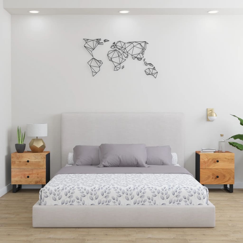 Comodini 2pz 40x33x46 cm in Legno Massello di Acacia 345217