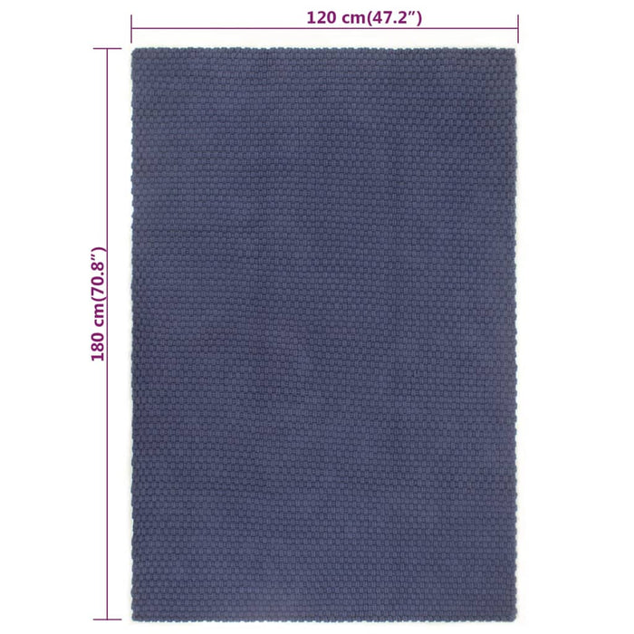 Tappeto Rettangolare Blu Marino 120x180 cm in Cotone 345126