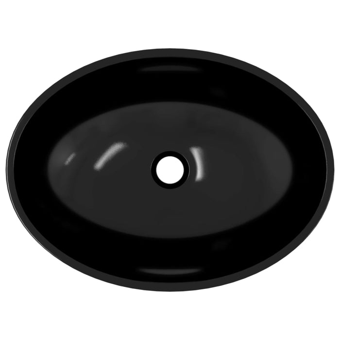 Lavandino in Vetro-Lavabo 50x37x14 cm Nero