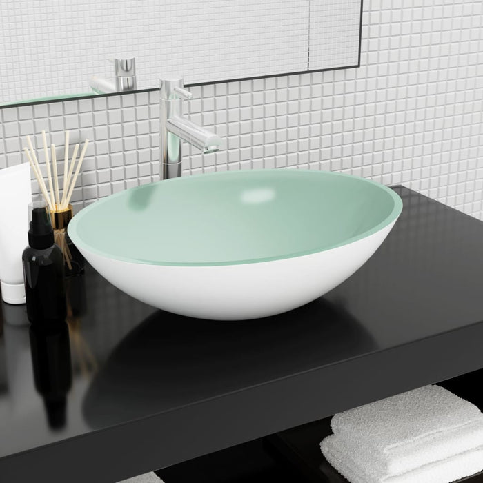 Lavandino in Vetro-Lavabo-Lavello 50x37x14 cm Bianco