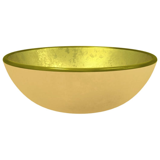 Lavandino in Vetro-Lavabo-Lavello Temperato 35x12 cm Oro
