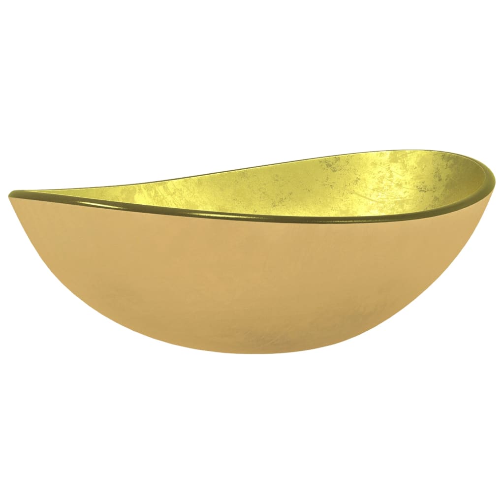 Lavandino in Vetro-Lavabo-Lavello Temperato 54,5x35x15,5 cm Oro