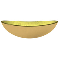 Lavandino in Vetro-Lavabo-Lavello Temperato 54,5x35x15,5 cm Oro