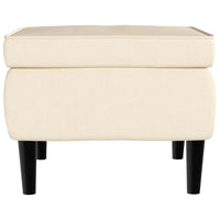 Poltrona con Schienale ad Ala con Poggiapiedi Crema in Velluto 3115940