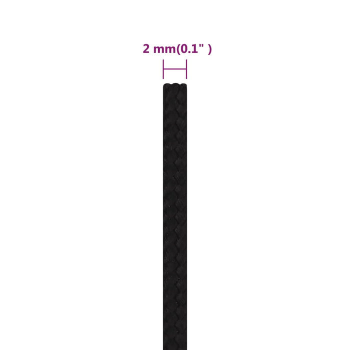 Corda da Lavoro Nera 2 mm 50 m in Poliestere 152793
