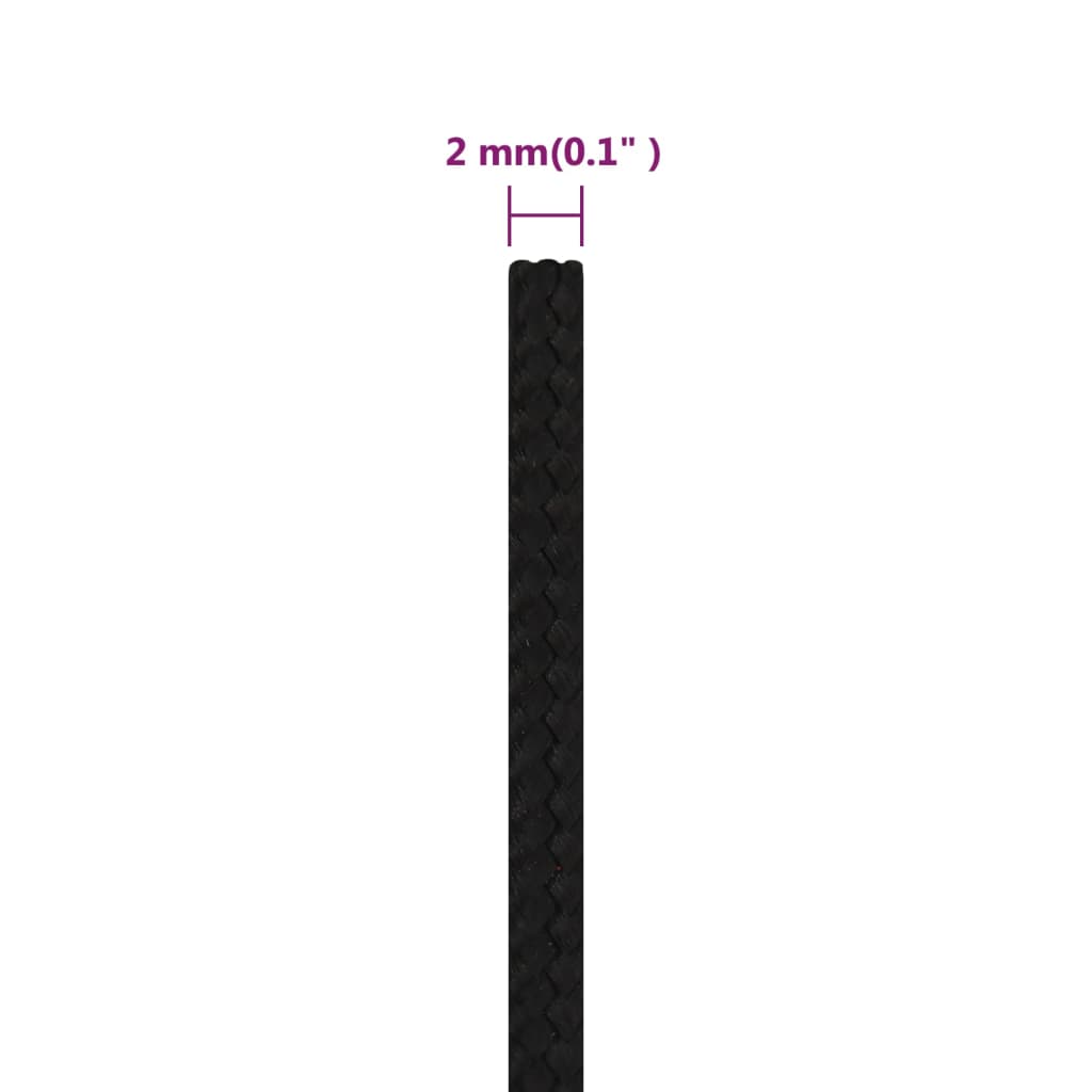 Corda da Lavoro Nera 2 mm 250 m in Poliestere 152795
