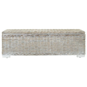 vidaXL Portaoggetti Bianco 110cm Rattan Kubu Naturale e Massello Mogano