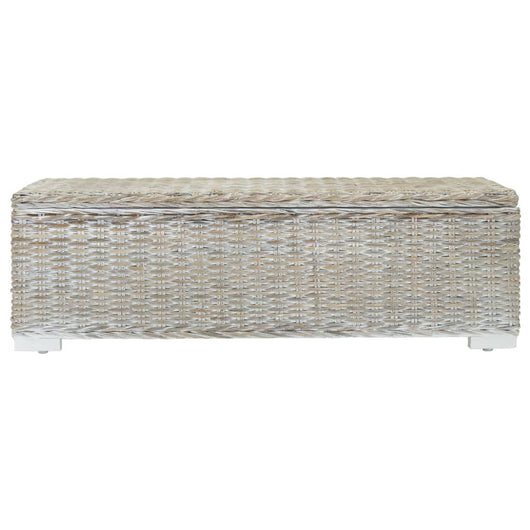 vidaXL Portaoggetti Bianco 110cm Rattan Kubu Naturale e Massello Mogano