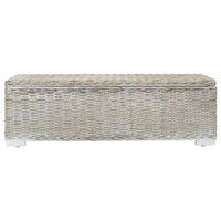 vidaXL Portaoggetti Bianco 110cm Rattan Kubu Naturale e Massello Mogano