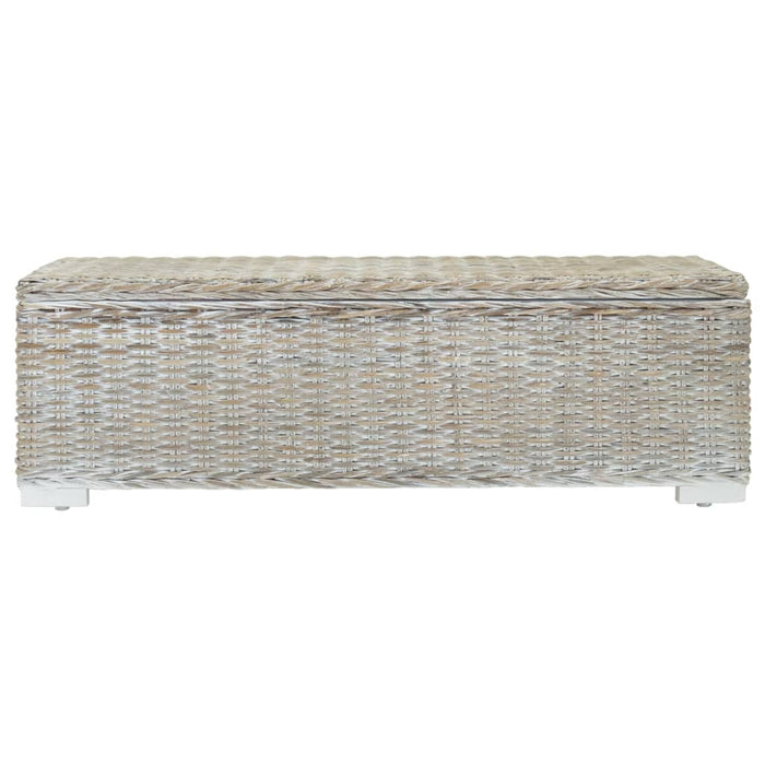 vidaXL Portaoggetti Bianco 110cm Rattan Kubu Naturale e Massello Mogano