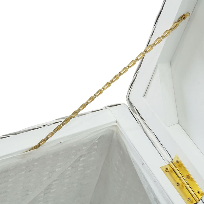 vidaXL Portaoggetti Bianco 110cm Rattan Kubu Naturale e Massello Mogano