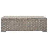 vidaXL Portaoggetti Grigio 110cm Rattan Kubu Naturale e Massello Mogano