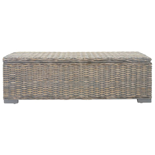 vidaXL Portaoggetti Grigio 110cm Rattan Kubu Naturale e Massello Mogano