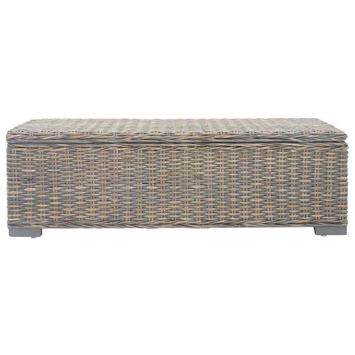 vidaXL Portaoggetti Grigio 110cm Rattan Kubu Naturale e Massello Mogano