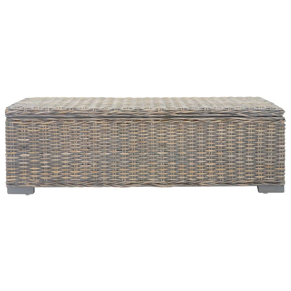 vidaXL Portaoggetti Grigio 110cm Rattan Kubu Naturale e Massello Mogano