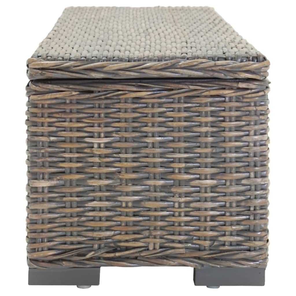 vidaXL Portaoggetti Grigio 110cm Rattan Kubu Naturale e Massello Mogano