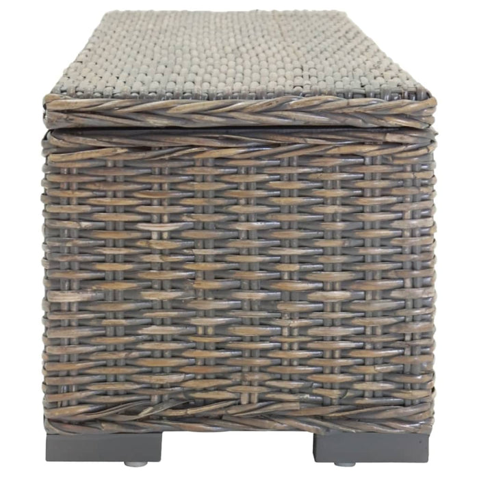 vidaXL Portaoggetti Grigio 110cm Rattan Kubu Naturale e Massello Mogano