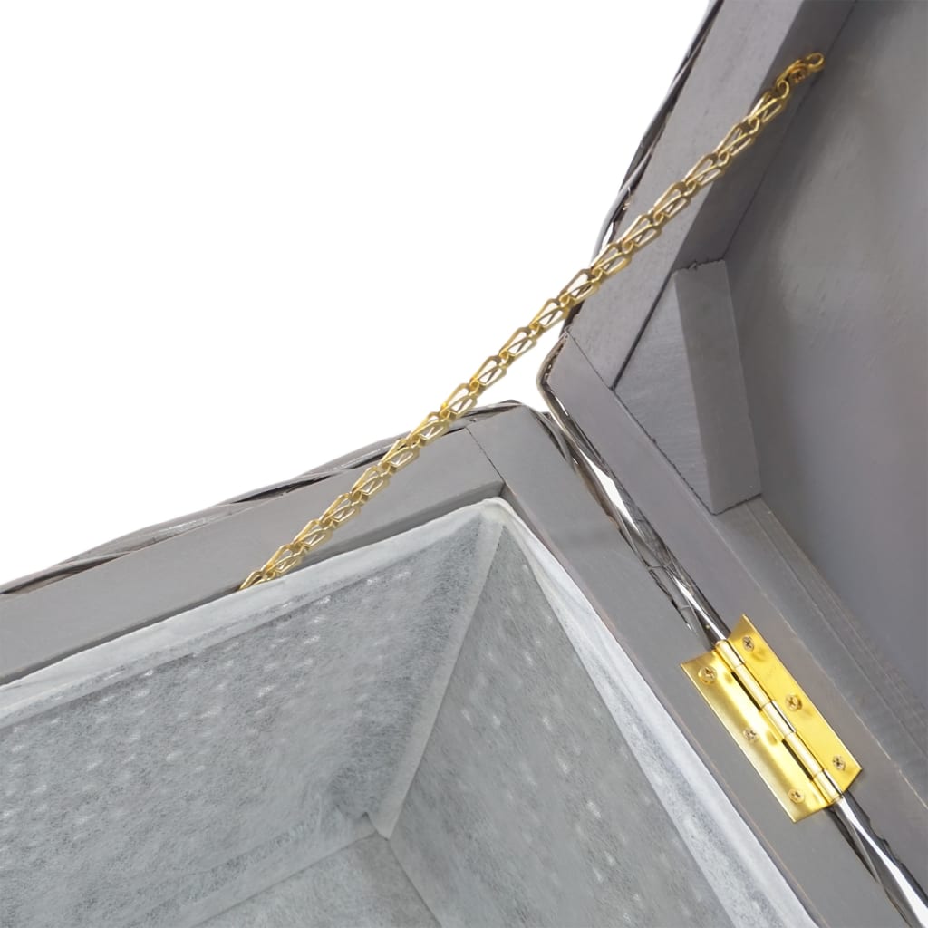 vidaXL Portaoggetti Grigio 110cm Rattan Kubu Naturale e Massello Mogano