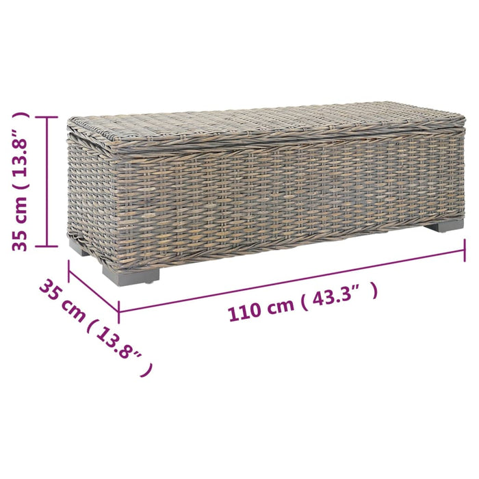 vidaXL Portaoggetti Grigio 110cm Rattan Kubu Naturale e Massello Mogano